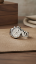 Polished steel chronograph wristwatch