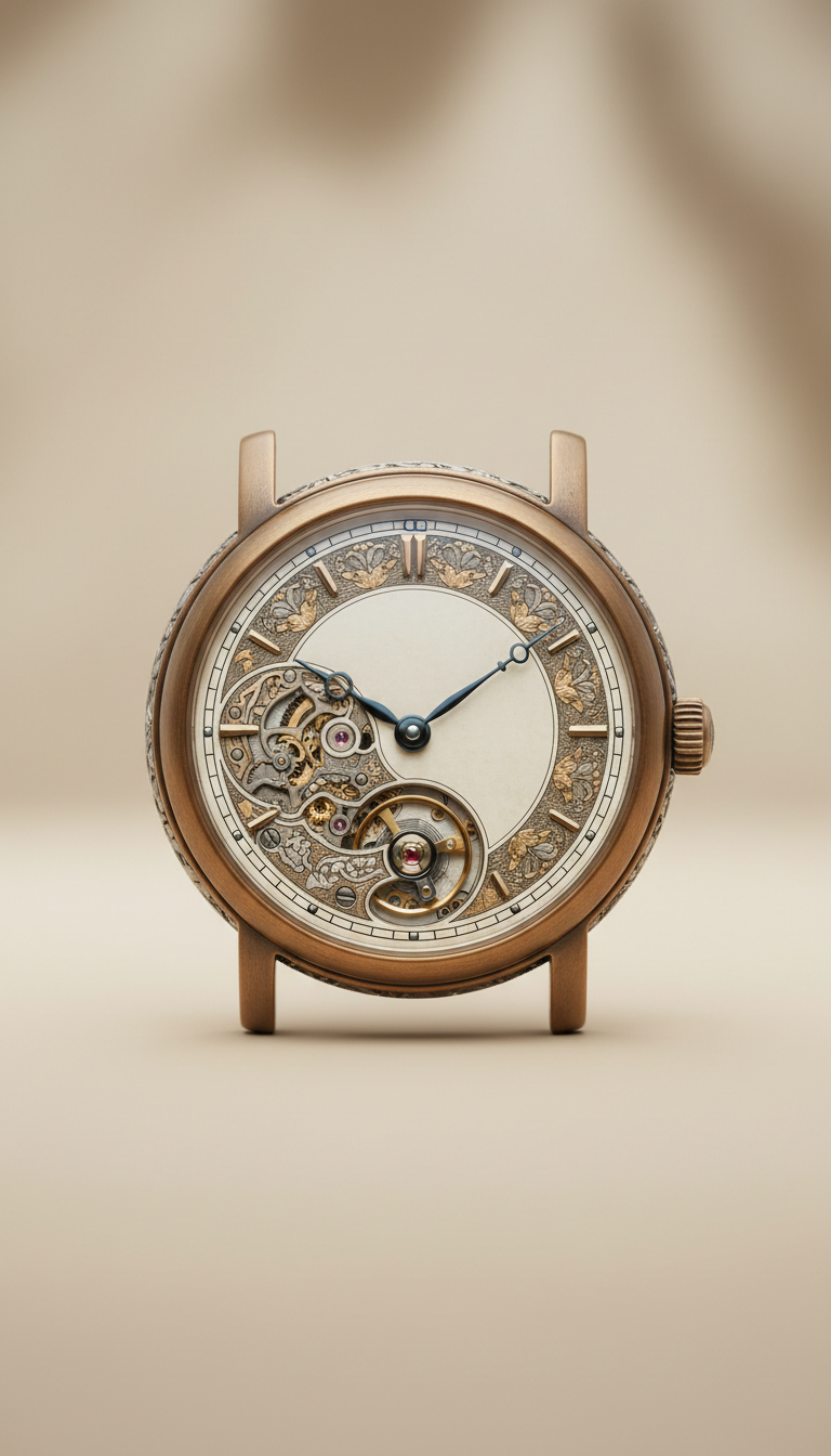 Vintage-Inspired Swiss Timepiece Engraved Details